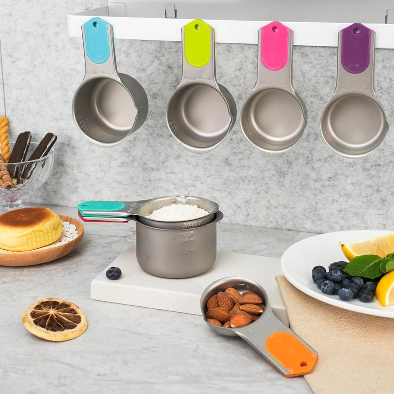 Minteem Magnetic Measuring Cups Set of 7, Stainless Steel Nesting Measuring Cups with Easy to Read Markings, Kitchen Gadgets for Cooking & Baking - Image 3